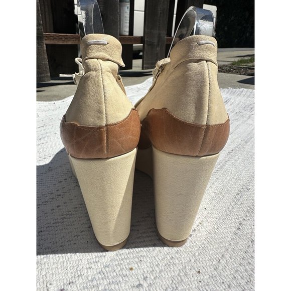 Reike Nen Wedge 9 / 40 Beige Leather Colorblock Lace-Up Ankle Boots Adult Womens - Picture 4 of 16